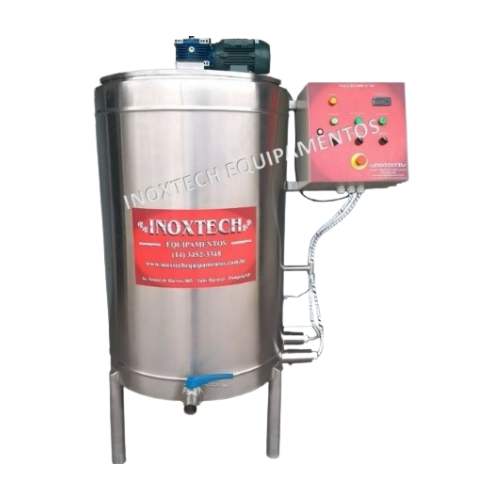 Iogurteira Industrial em aço inox AISI-304 com tanque encamisado, agitador elétrico e aquecimento a gás, elétrico ou vapor.