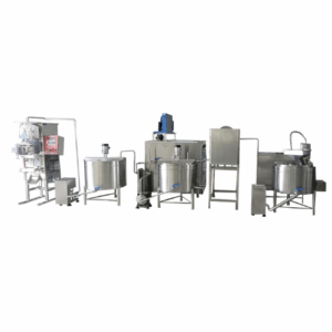 Usina de leite de soja em aço inox AISI-304 com sistema contínuo de produção, moagem, pasteurização, resfriamento e envase. Alta eficiência industrial. Vaca mecânica