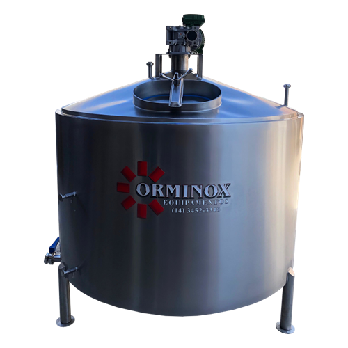 O Tanque Inox Encamisado 1500 litros é fabricado em aço inox AISI-304 e possui agitador elétrico, porta de inspeção, válvula inox, Spray Ball para limpeza CIP e estrutura reforçada. É a solução ideal para processos industriais que exigem eficiência, higiene, durabilidade e alto desempenho.